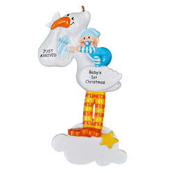 Item 525146 Stork Baby Boy Ornament