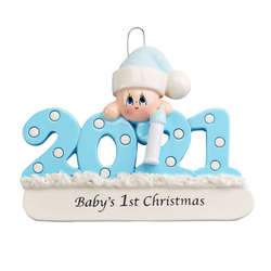Item 525180 2021 Blue Baby's 1st Christmas Ornament
