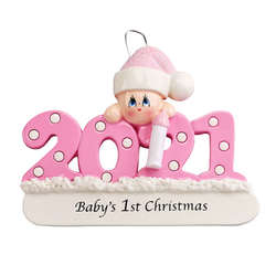 Item 525181 2021 Pink Baby's 1st Christmas Ornament