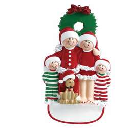 Item 525183 Christmas Family Of 4 With Dog Ornament