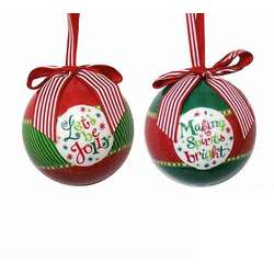 Item 527053 Red/Green Holiday Saying Ball Ornament