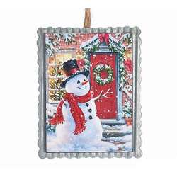 Item 527054 Snowman With Wintry House Scene Ornament