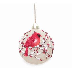 Item 527074 Cardinal On Snowy Branch With Berries Ball Ornament