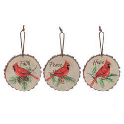 Item 527158 Wood Cardinal Disc Ornament