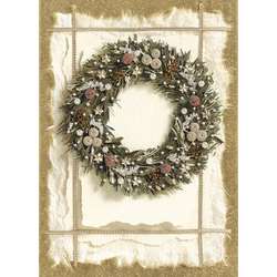 Item 552189 Wreath With Tan Border Christmas Cards