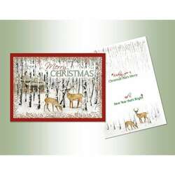 Item 552211 Deer In Forest With Cabin Christmas Cards