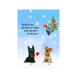 Item 552219 Puppies With Trees Tri-fold Panorama Christmas Cards