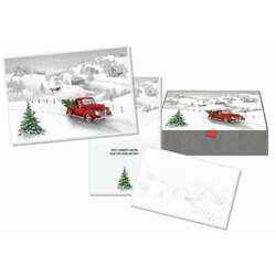 Item 552262 thumbnail Red Truck Glitter Keepsake Christmas Cards