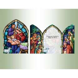 Item 552281 Stained Glass Tri-fold Christmas Cards