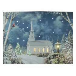 Item 558010 LED Church In Woods Canvas Print