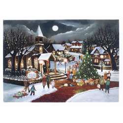 Item 558091 thumbnail Christmas Tree On Bridge By Church Tabletop Lighted Canvas