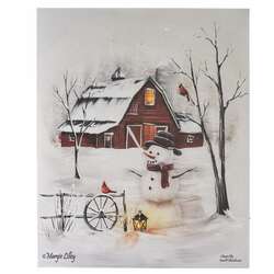 Item 558110 Barnyard Snowman Lighted Canvas
