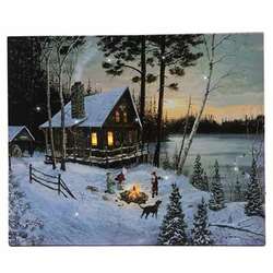 Item 558136 thumbnail Lake Side Cabin Lighted Canvas
