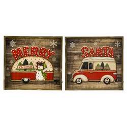 Item 558170 LED Merry Camper/Santa Truck Wall Hanging