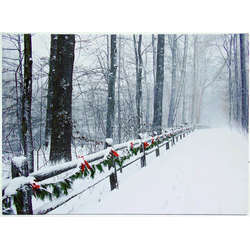 Item 558185 Fence With Garland/Winter Forest Print
