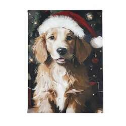 Item 558200 thumbnail Tabletop Dog In Santa Hat Lighted Canvas
