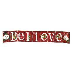 Item 558218 Folding Red & White Believe Sign With Snowman Accents