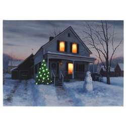Item 558241 House With Snowman Canvas Print