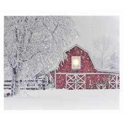 Item 558250 LED Red Winter Barn Print