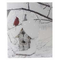 Item 558252 LED Cardinal With Birdhouse Canvas Print