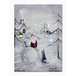 Item 558275 Tabletop Caroling Snowman Lighted Canvas