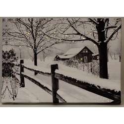 Item 558280 LED Lighted Winter Fence Scene Print