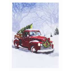Item 558321 Tabletop Red Truck Lighted Canvas Print