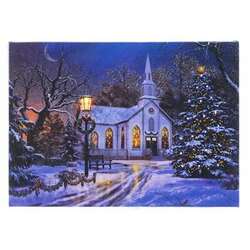 Item 558412 Tabletop Church With Lamp Lighted Canvas