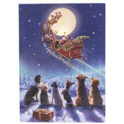 Item 558512 Tabletop Santa Over The Moon Lighted Canvas