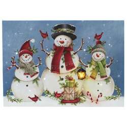 Item 558518 Tabletop Snowman Family Lighted Canvas