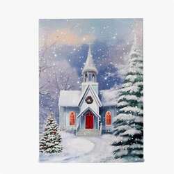 Item 558603 thumbnail Tabletop White Church Lighted Canvas