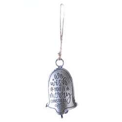 Item 558814 Antique Silver Christmas Bell Ornament