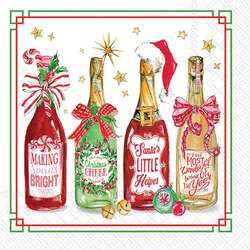 Item 561043 Christmas Bottles Cocktail Napkins 20ct