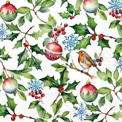 Item 561044 Christmas Holly Cocktail Napkins 20ct