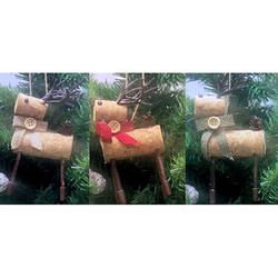 Item 568027 Cork Body Deer With Scarf Ornament