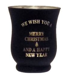 Item 568044 Black/Gold We Wish You A Merry Christmas Vase Style Candle Holder