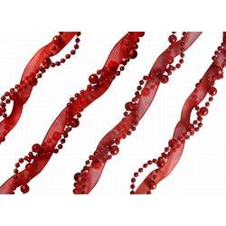 Item 568210 9 Foot Red Bead/Ribbon Twist Garland