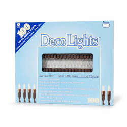 Item 568333 Set of 100 Deco Christmas Tree Lights Set With Brown Wire & Clear Bulbs