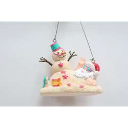 Item 599070 Sandbathing Snowman and Santa Ornament