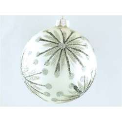 Item 599133 White/Silver Starburst Ball Ornament