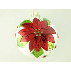 Item 599158 Red/White Poinsettia Ball Ornament