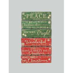 Item 601059 Green/Red/Silver Christmas Phrase Block Table Sign