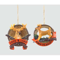 Item 601096 Deer Hunting Lock & Load/Born To Hunt Oval/Disc Ornament