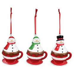 Item 601129 Cocoa Cookie Snowman In Coffee Cup Ornament