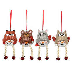 Item 601132 Snowman In Animal Stocking Hat Ornament