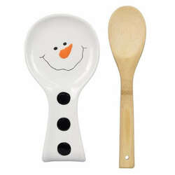 Item 601191 Snowman Spoon Rest With Wood Spoon