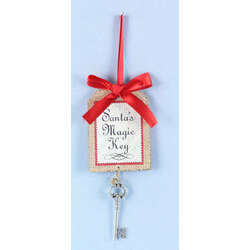 Item 601400 Silver Santa's Magic Key With Card & Bow Ornament