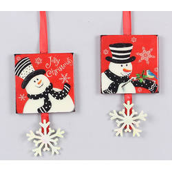 Item 601451 Snowman With Snowflake Plaque Ornament