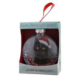 Item 632002 Black Cat Santa Paws Bauble Ornament