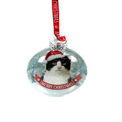 Item 632003 Tuxedo Cat Santa Paws Bauble Ornament